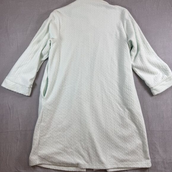 Collette Miss Elaine Robe Women XL Mint Green Fleece Snap Button Housecoat - Picture 7 of 7